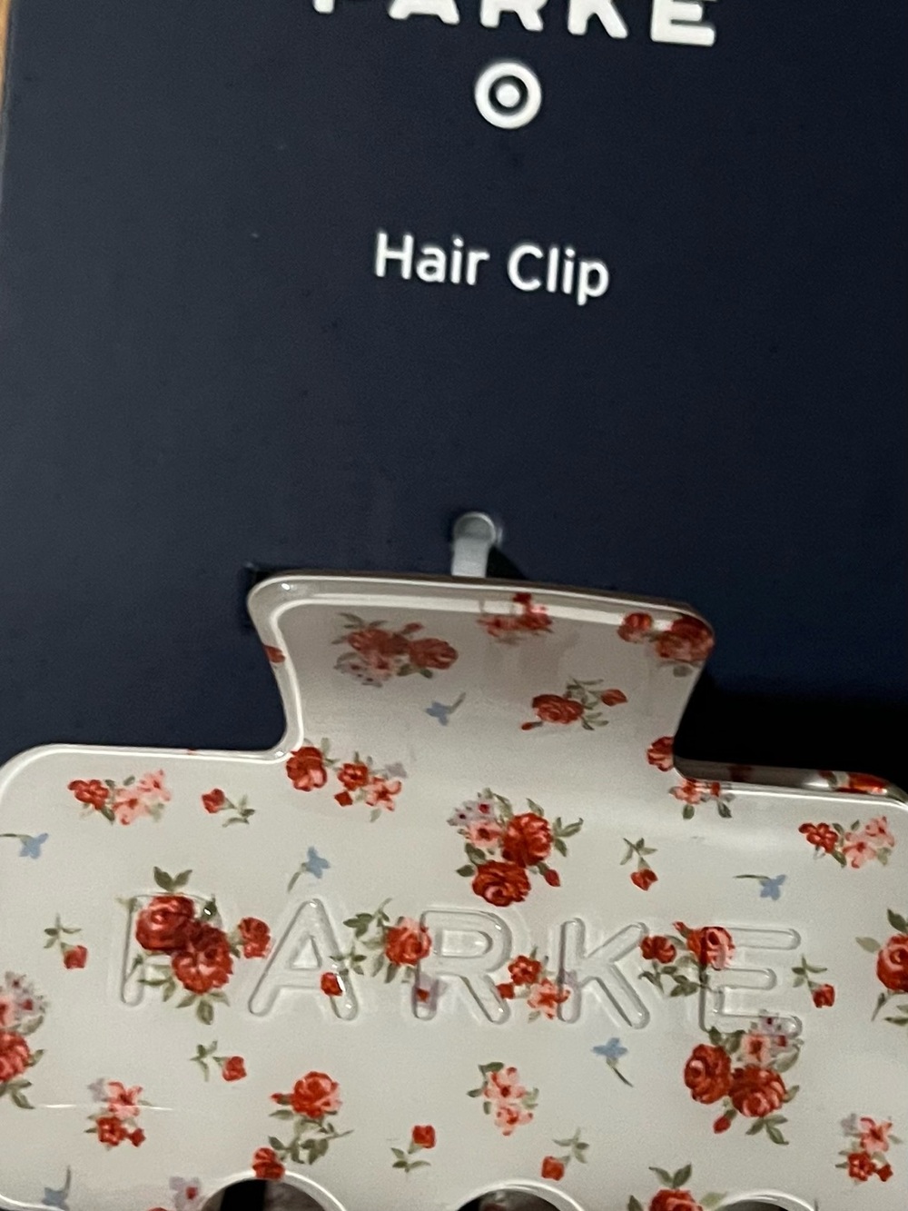 PARKE x Target Floral Hair Clip - White with Red Rose Print